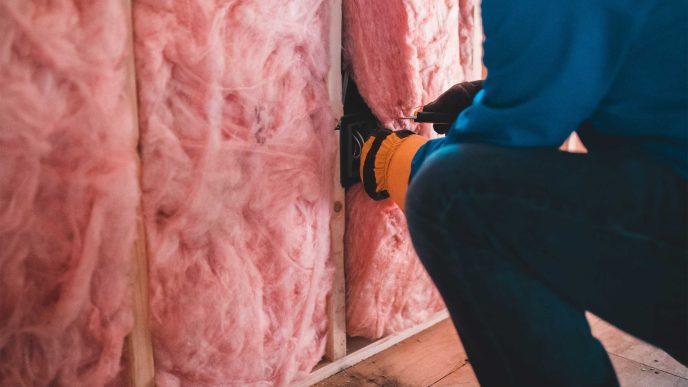 Internal insulation being installed into the walls of a home - Retrofit West