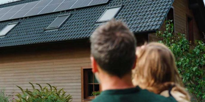 The completion of solar panels being installed on the roof of a house - Retrofit West