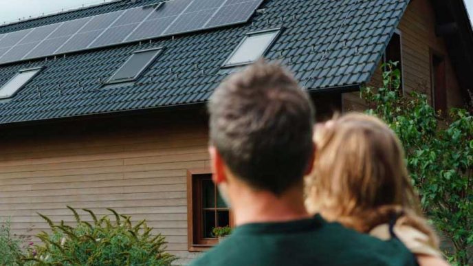 The completion of solar panels being installed on the roof of a house - Retrofit West